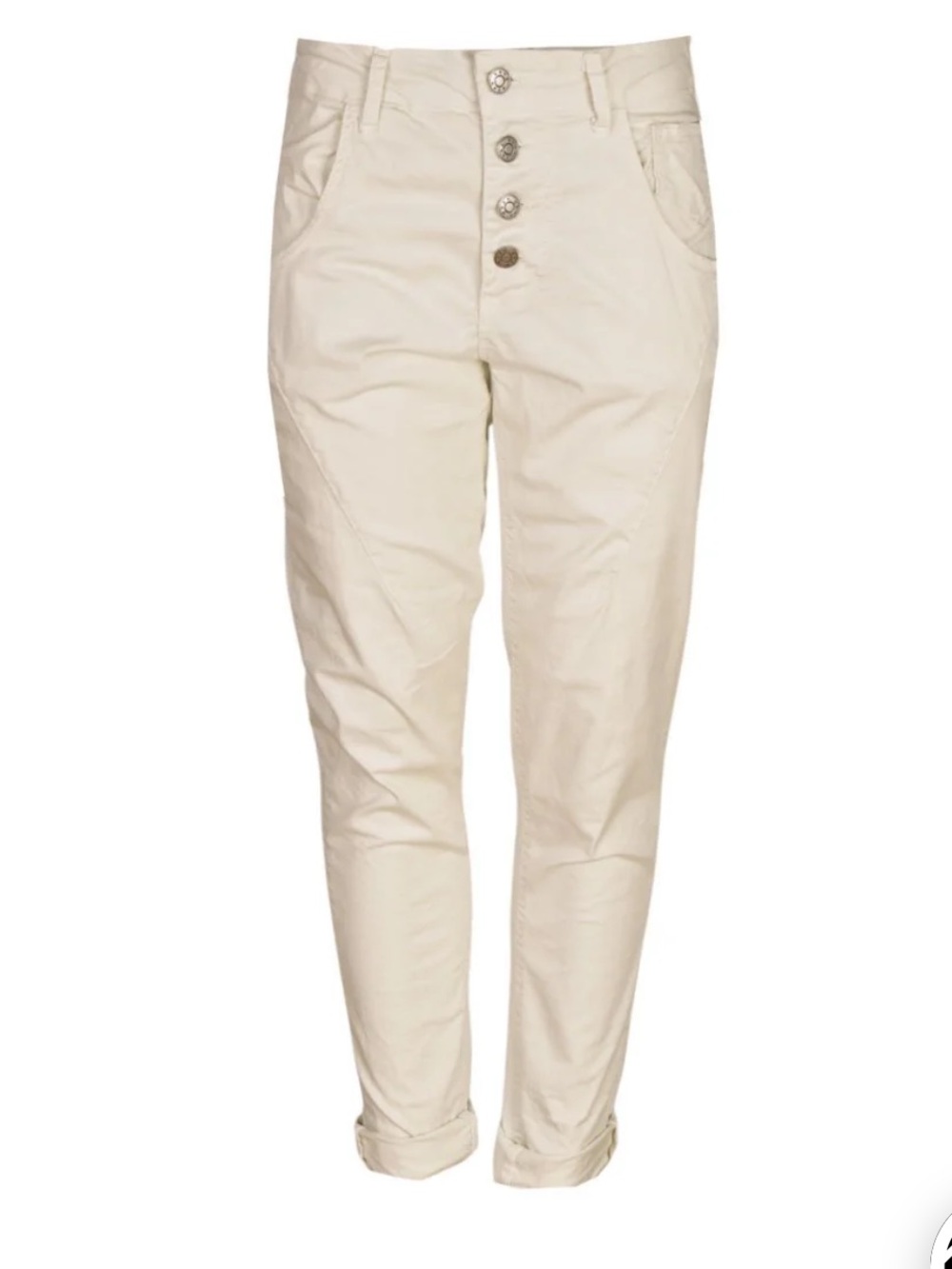 Femme Fatale Ivory Textured Button-Fly Pants